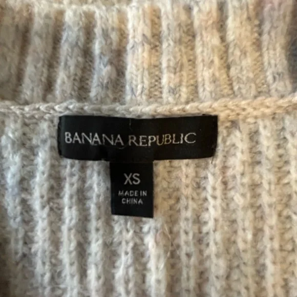 BANANA REPUBLIC gray alpaca blend v-neck boxy oversized sweater XS - Picture 4 of 10
